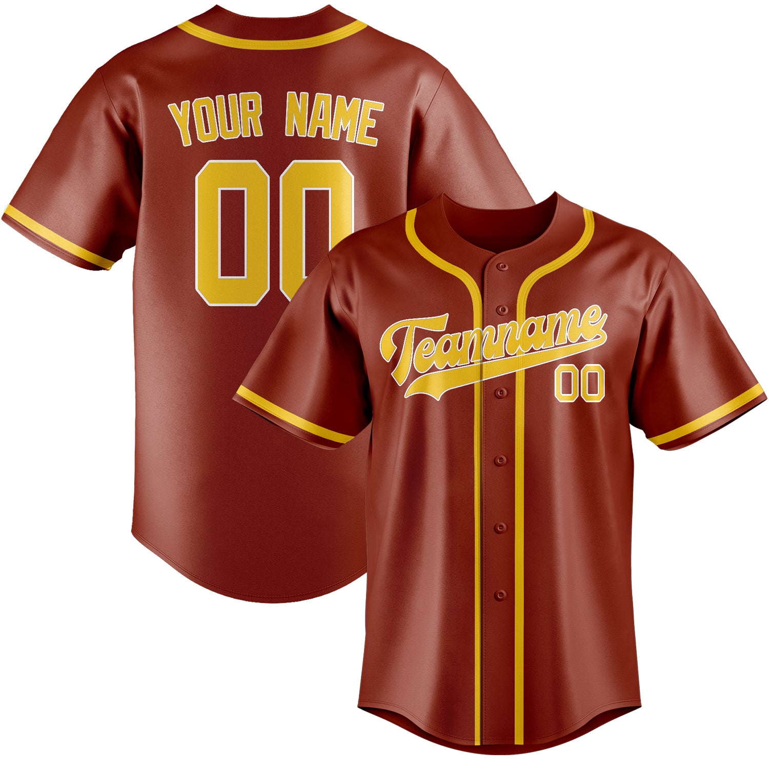 Custom Coral Red Gold Baseball Jersey