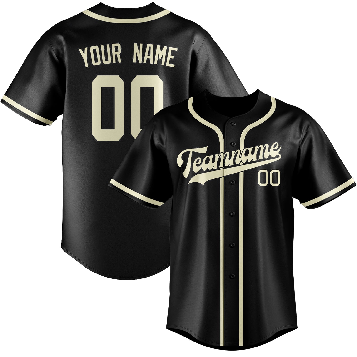 Custom Black Cream Baseball Jersey