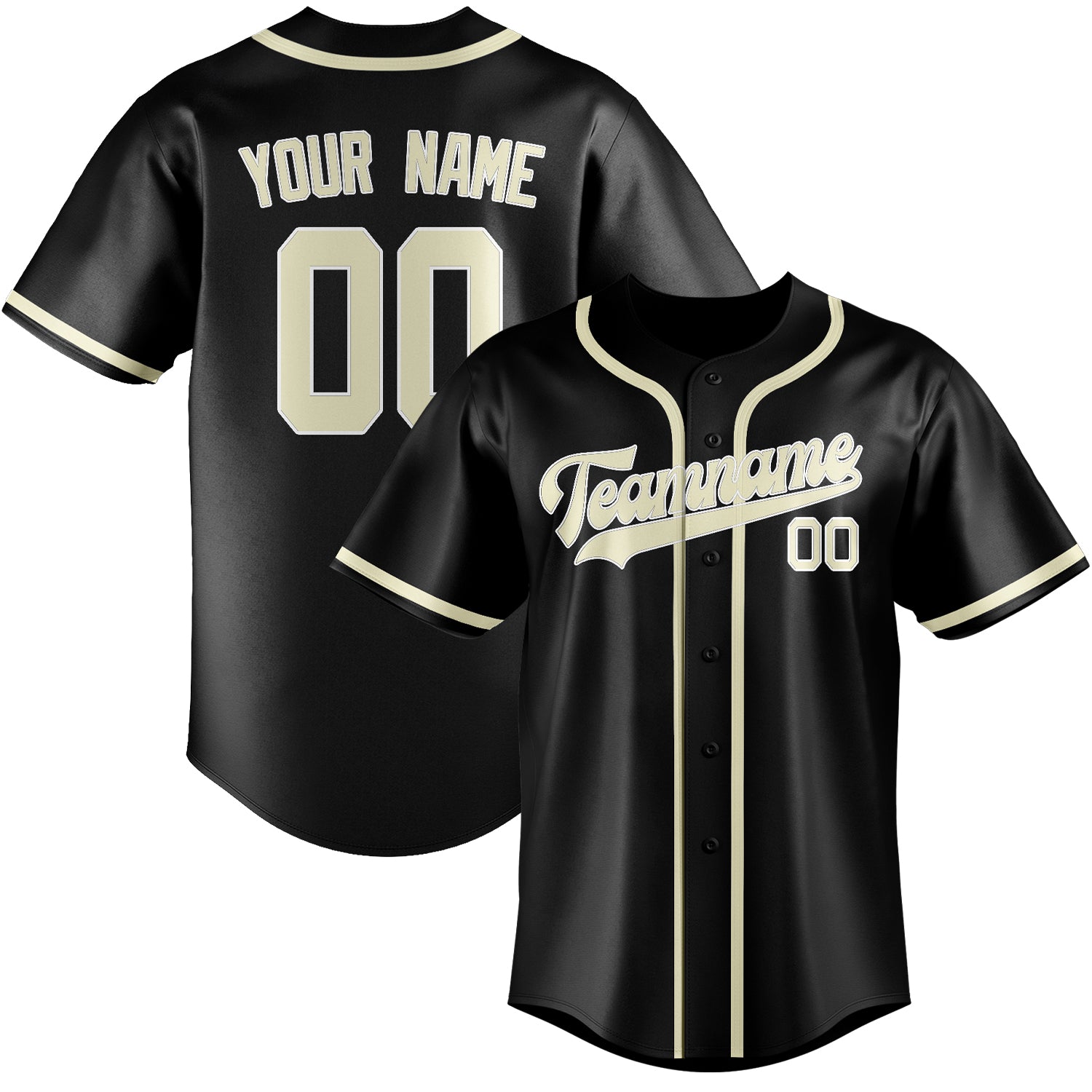 Custom Black Cream Baseball Jersey