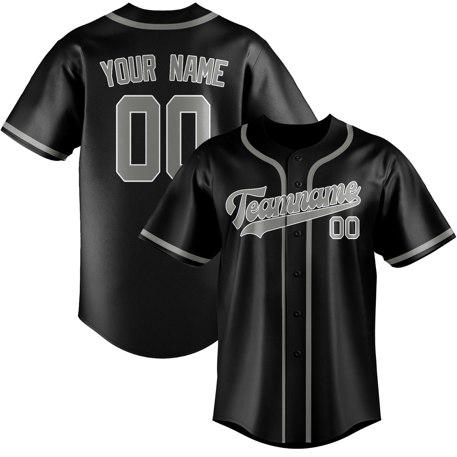 Custom Black Gray Baseball Jersey