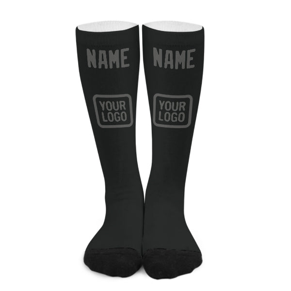 Custom Black Dark Grey Knee-High Sock