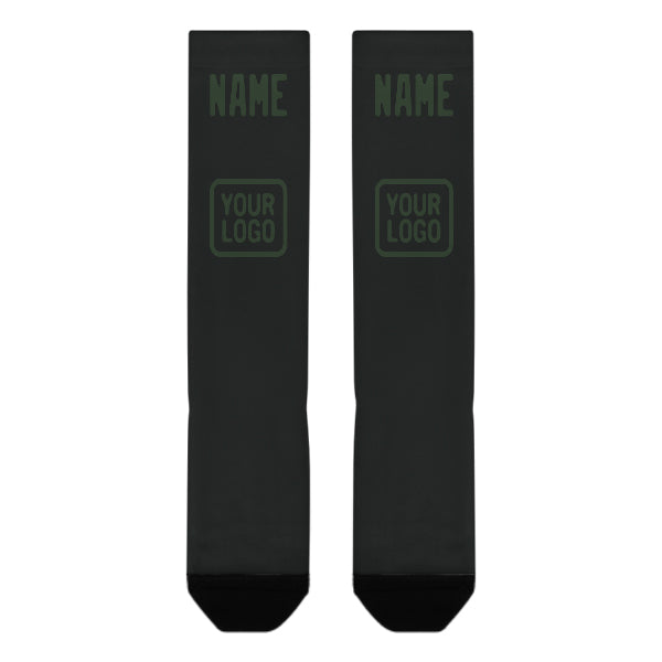 Custom Black Dark Green Knee-High Sock