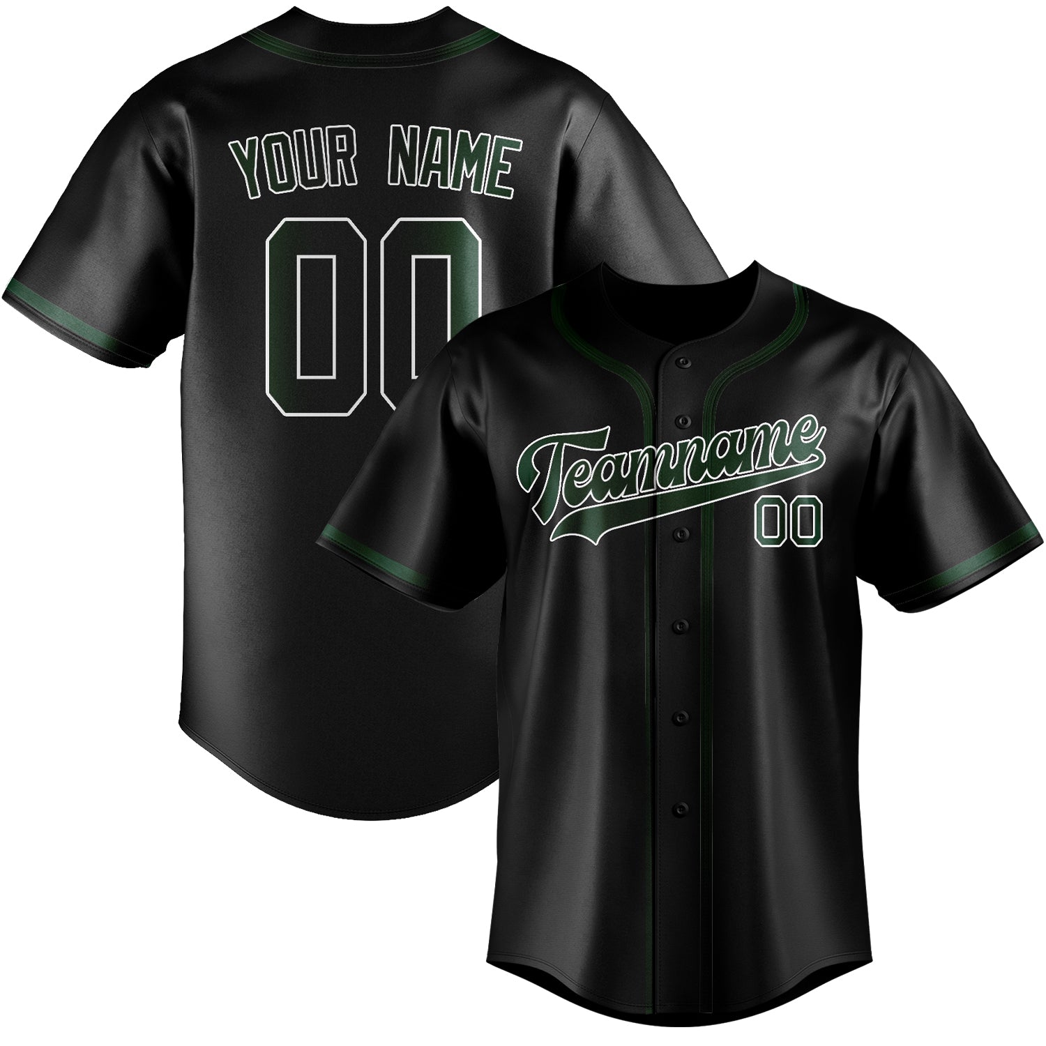 Custom Black Green Baseball Jersey