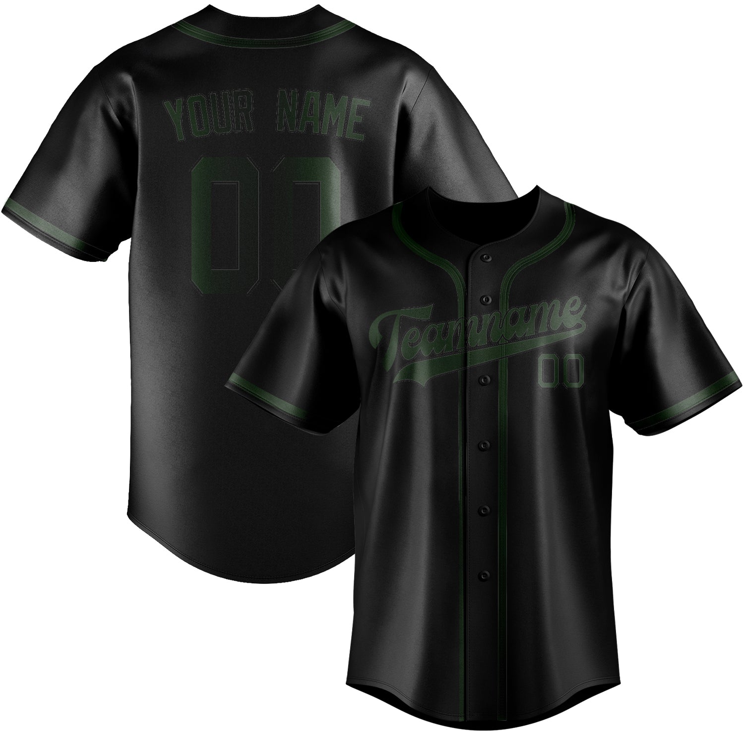 Custom Black Dark Green Baseball Jersey