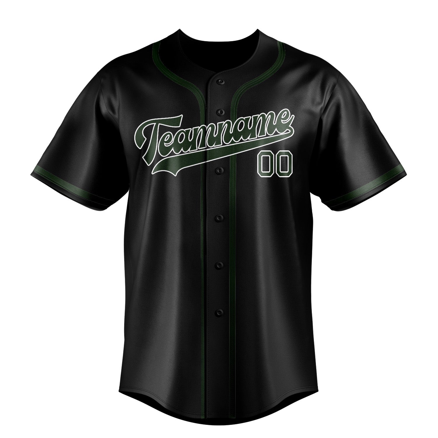 Custom Black Dark Green Baseball Jersey
