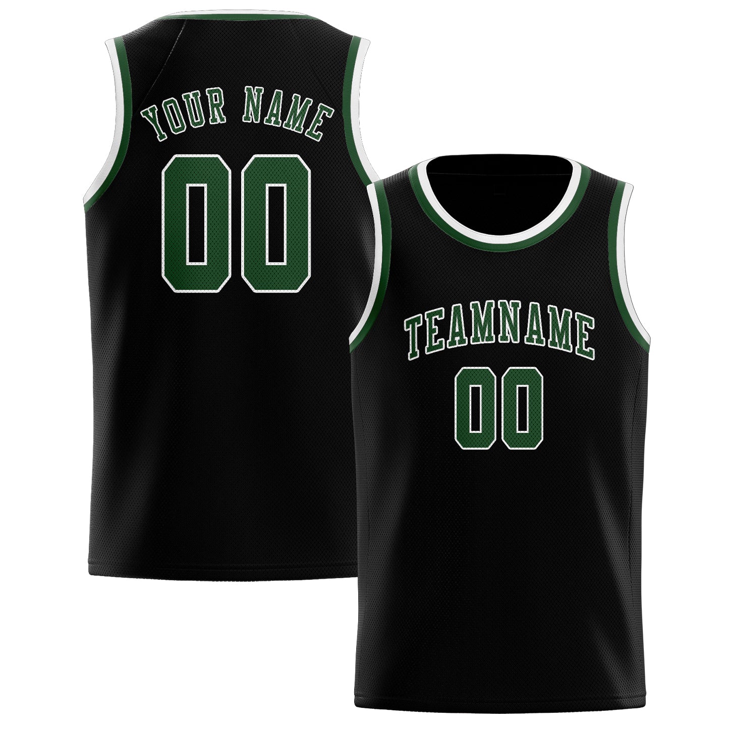 Custom Black Dark Green Basketball Jersey