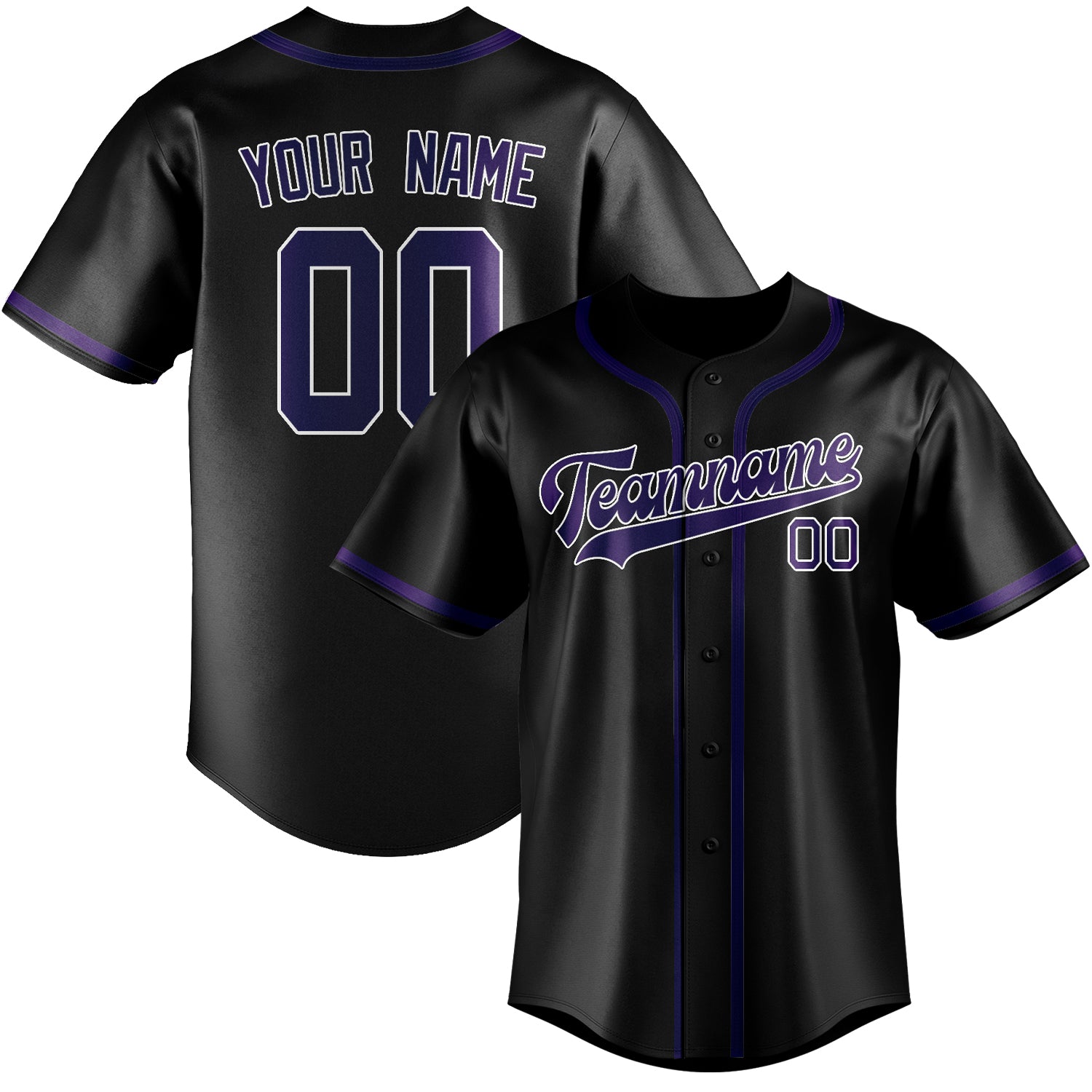 Custom Black Purple Baseball Jersey