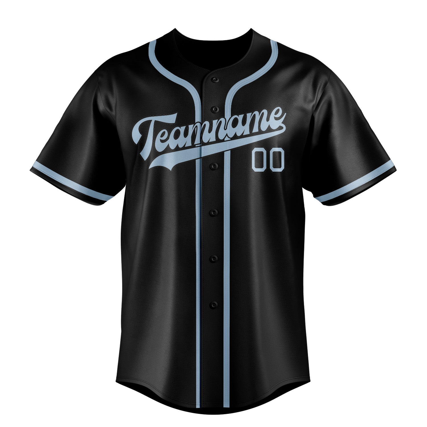 Custom Black Light Blue Baseball Jersey