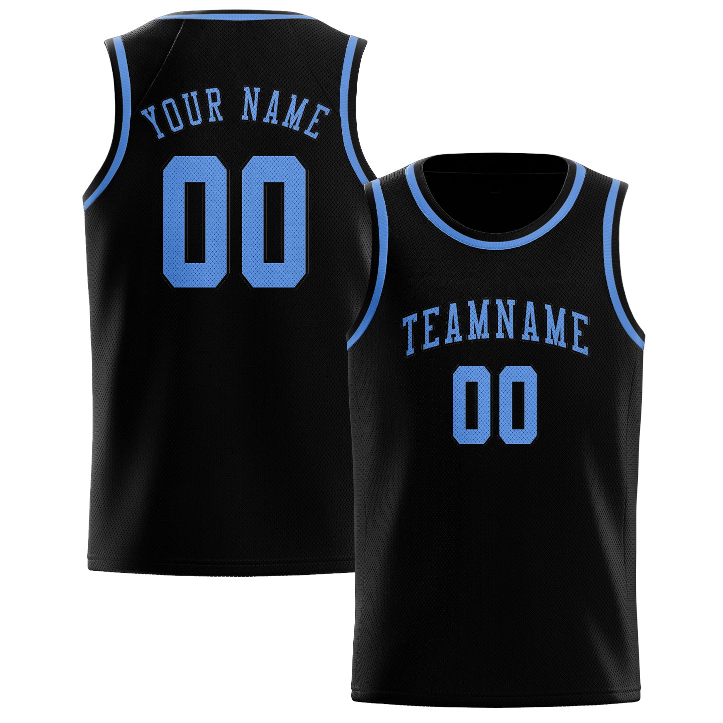 Custom Black Light Blue Basketball Jersey