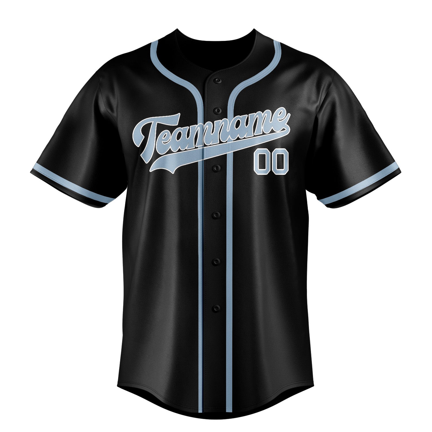 Custom Black Light Blue Baseball Jersey