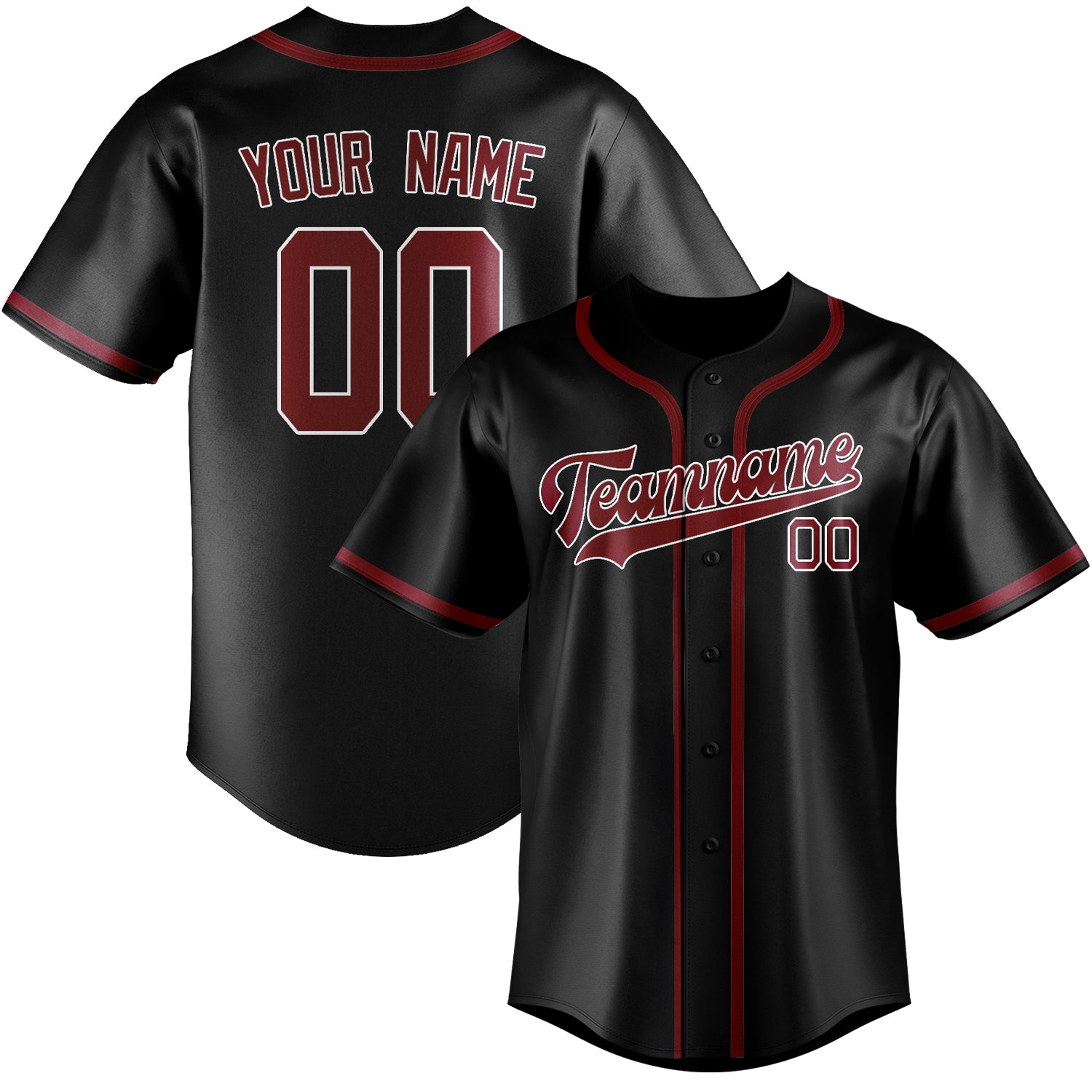 Custom Black Crimson Red Baseball Jersey