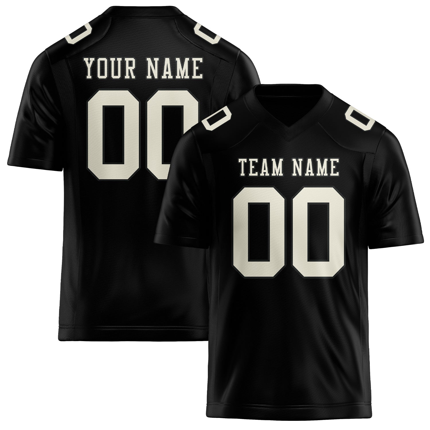 Custom Black Cream Football Jersey