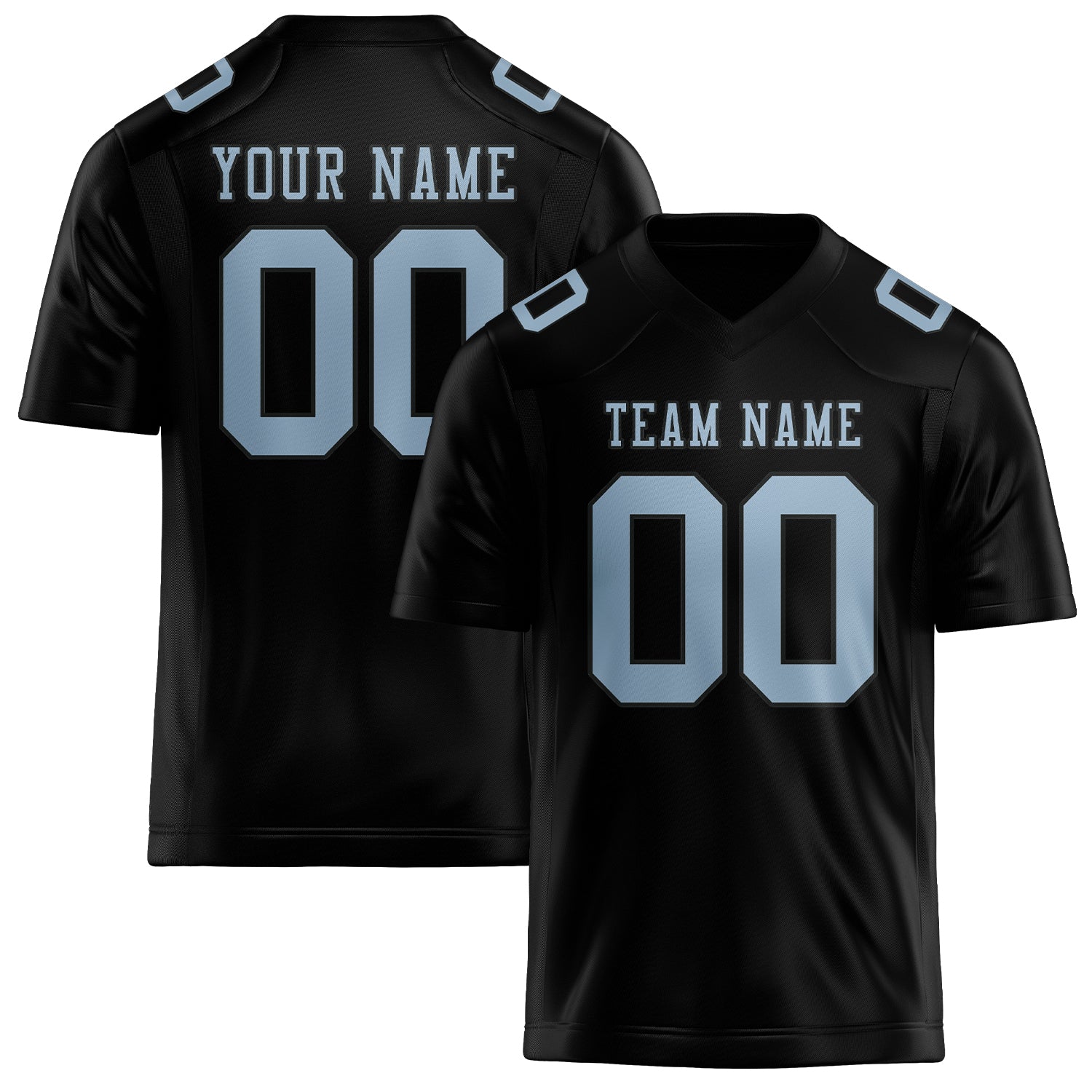 Custom Black Light Blue Football Jersey