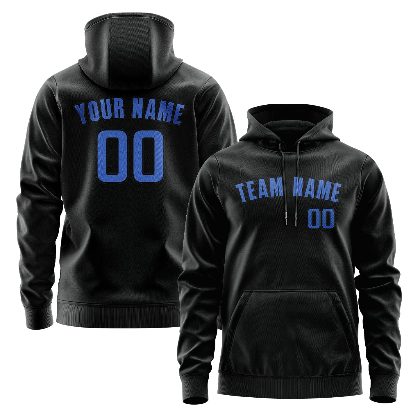 Custom Black Sky Blue Hoodie