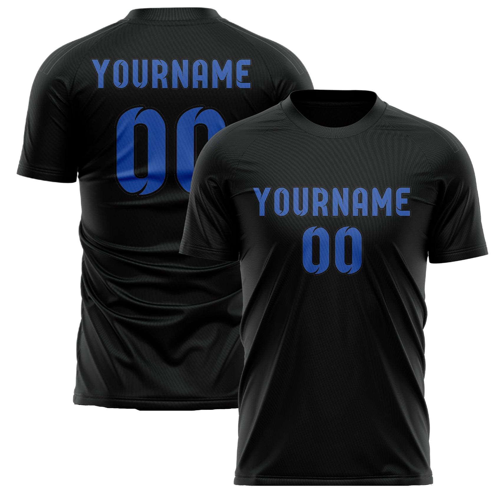 Custom Black Sky Blue Soccer Jersey