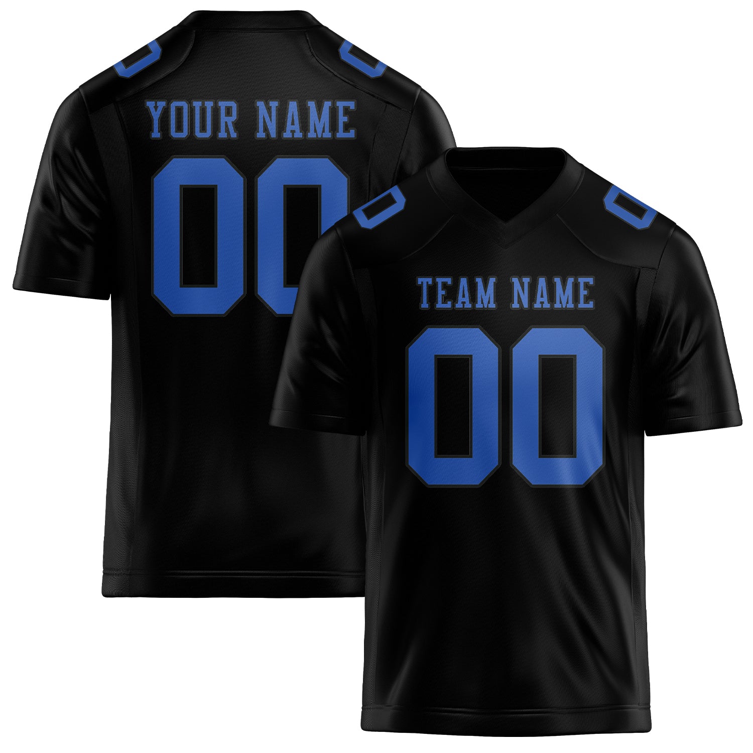 Custom Black Sky Blue Football Jersey