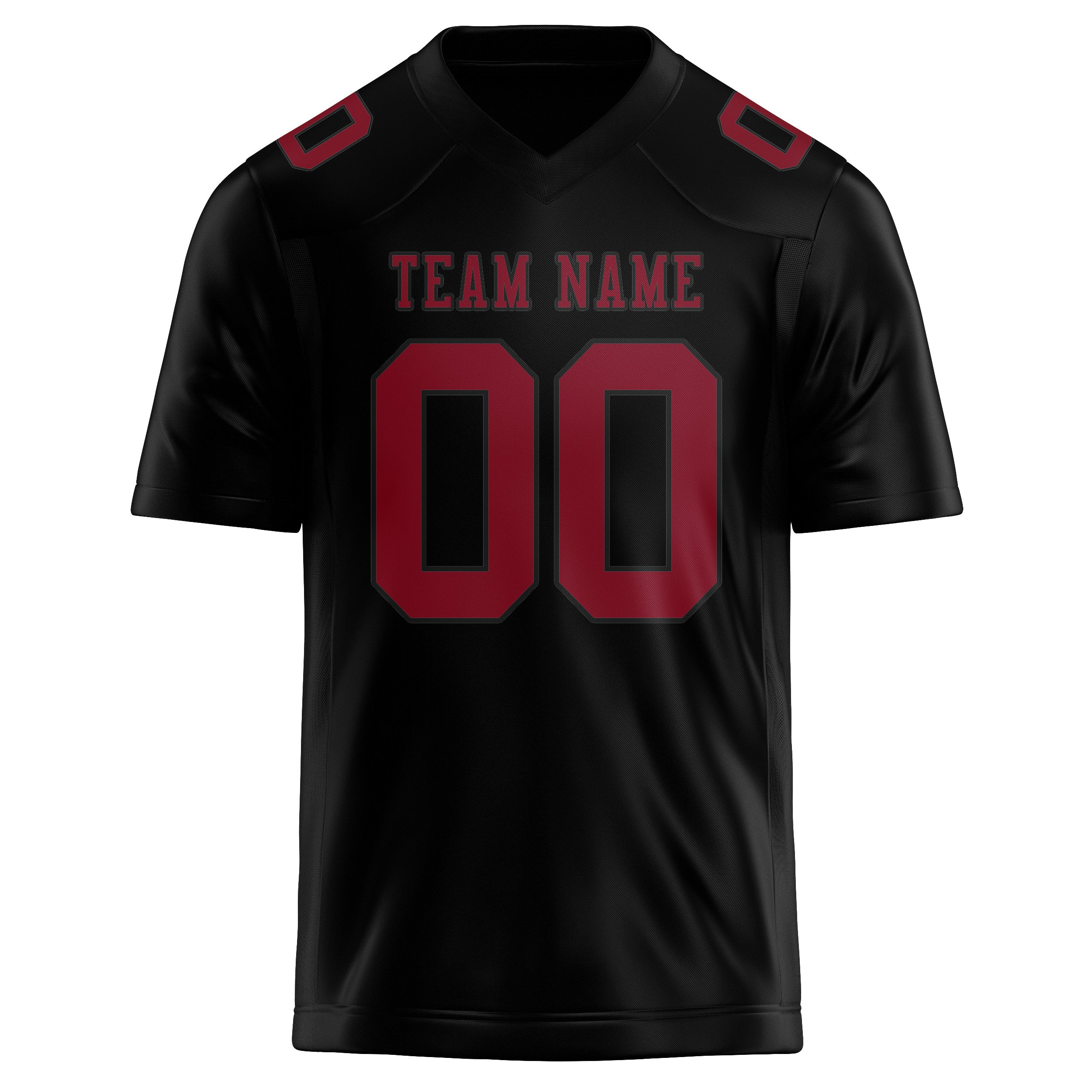 Custom Black Crimson Red Football Jersey