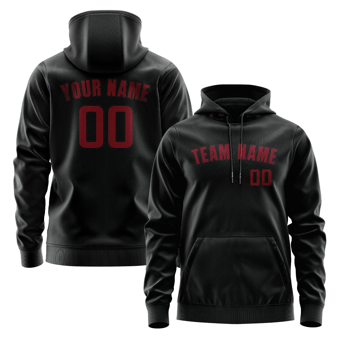 Custom Black Crimson Red Hoodie