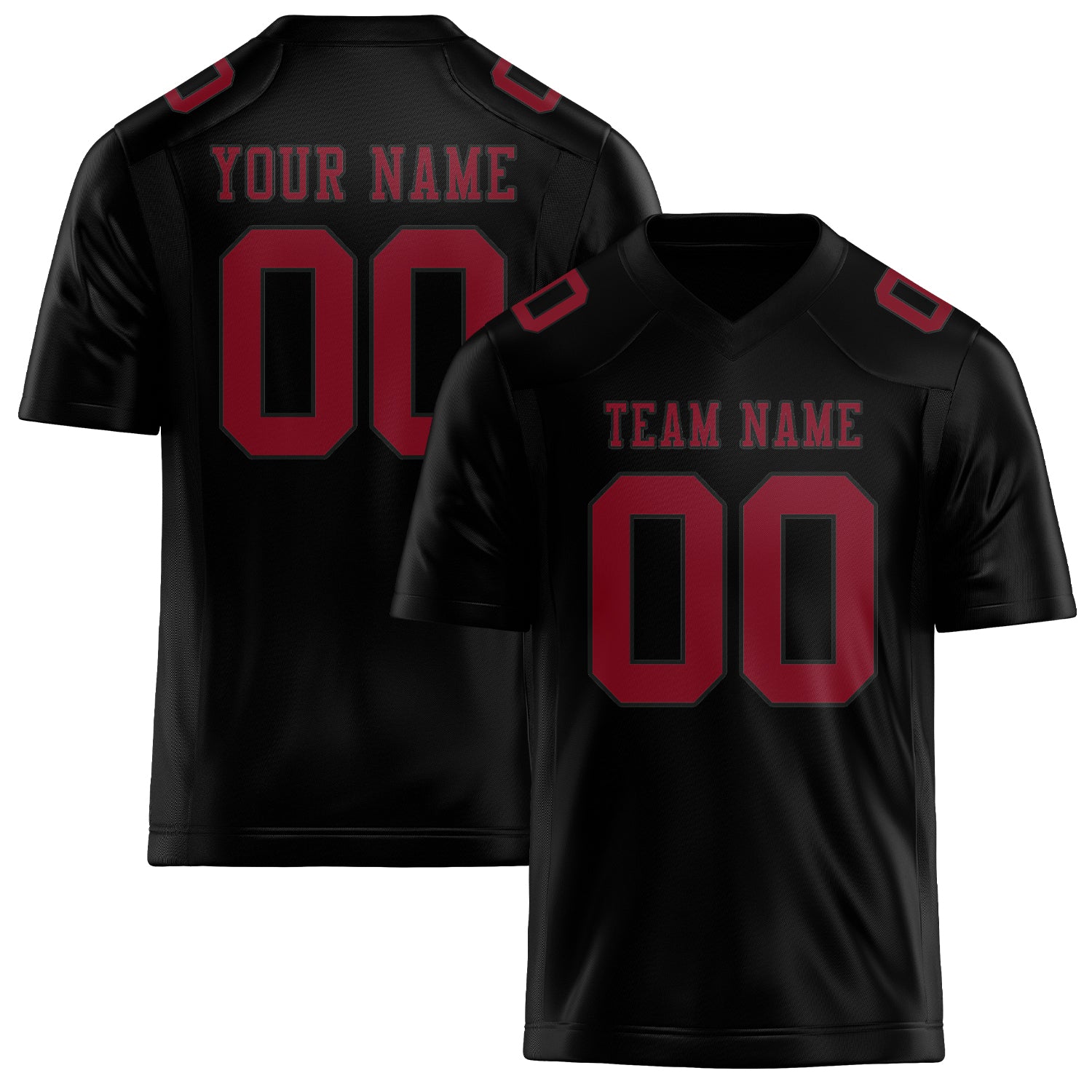 Custom Black Crimson Red Football Jersey