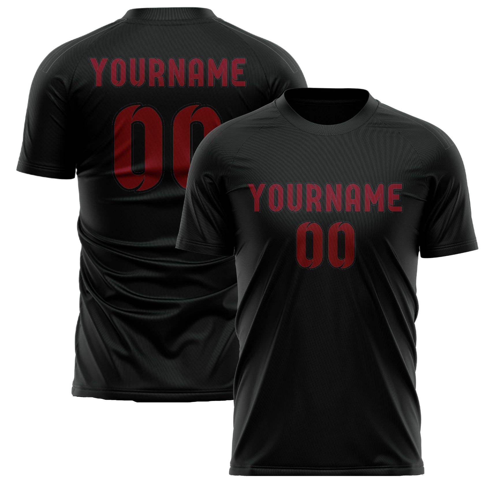 Custom Black Crimson Red Soccer Jersey