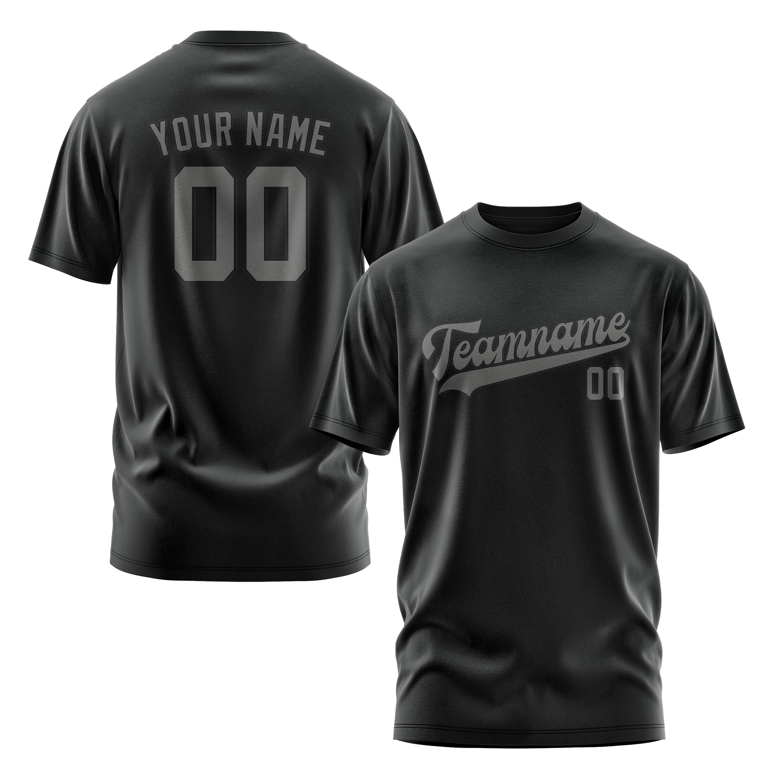 Custom Black Dark Grey T-Shirt