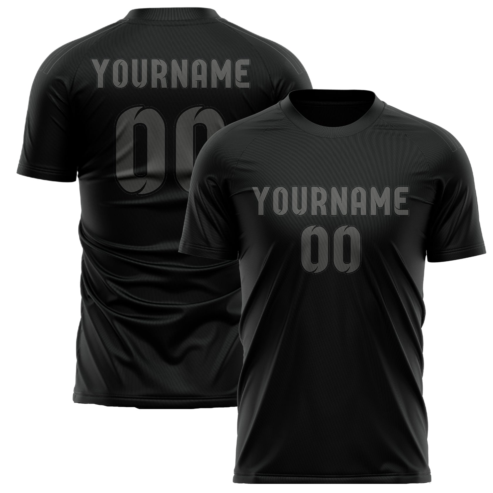 Custom Black Dark Grey Soccer Jersey