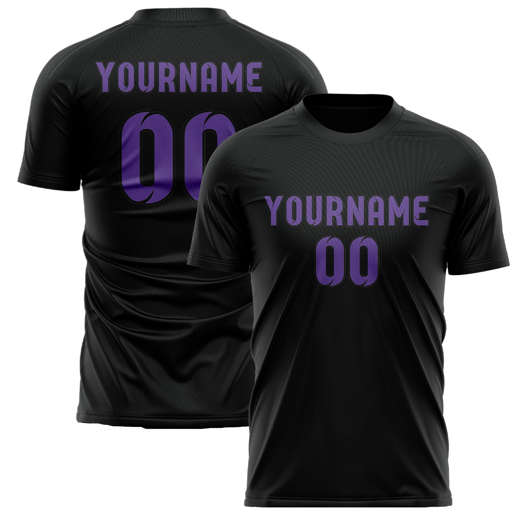 Custom Black Light Purple Soccer Jersey