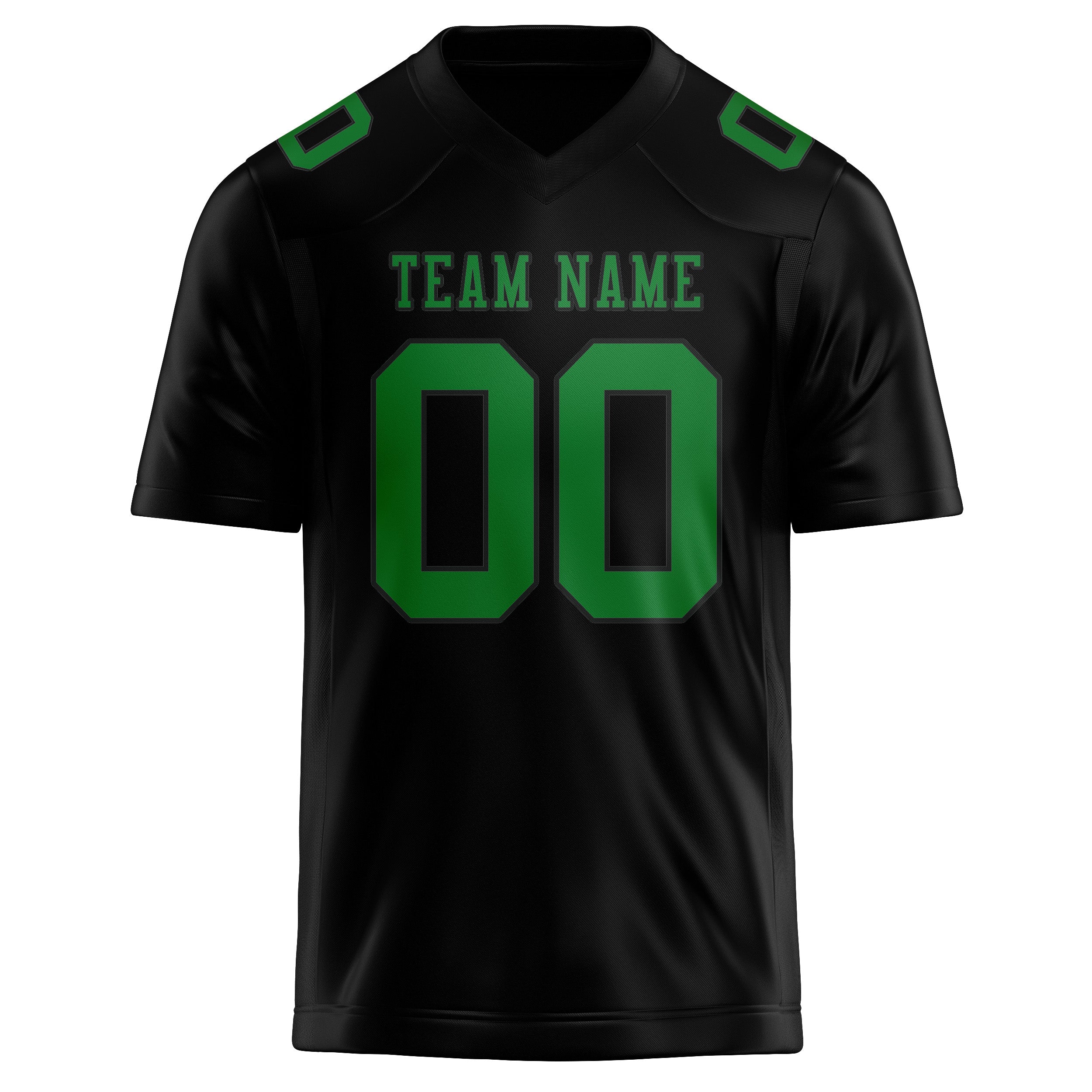 Custom Black Emerald Green Football Jersey