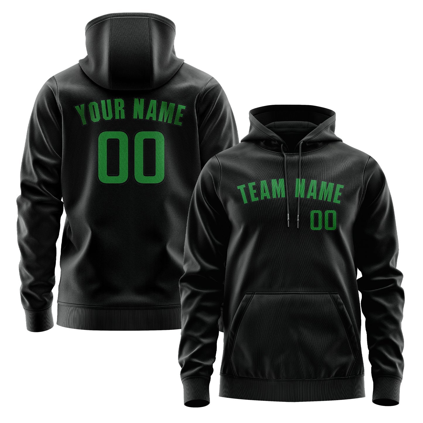 Custom Black Emerald Green Hoodie