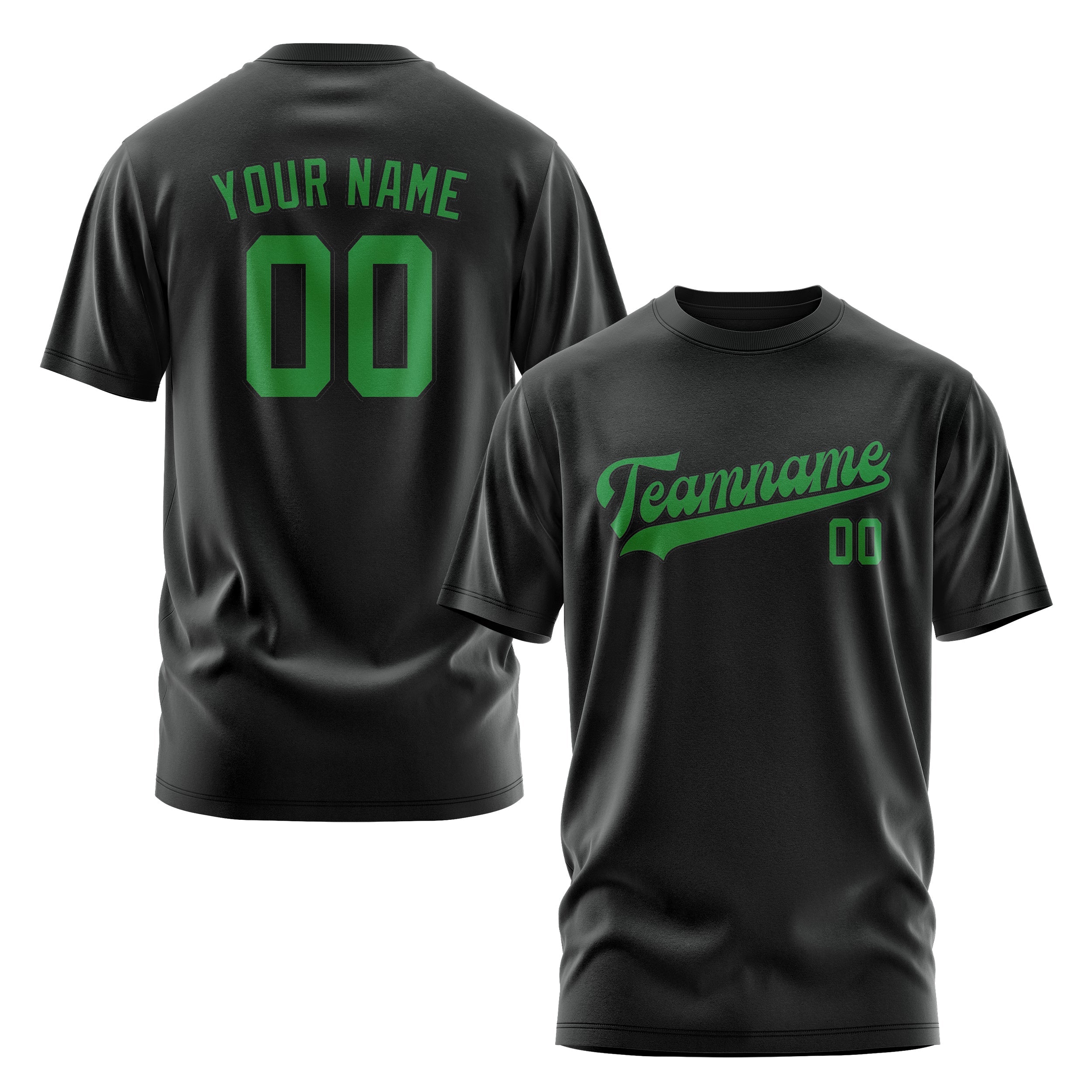Custom Black Emerald Green T-Shirt