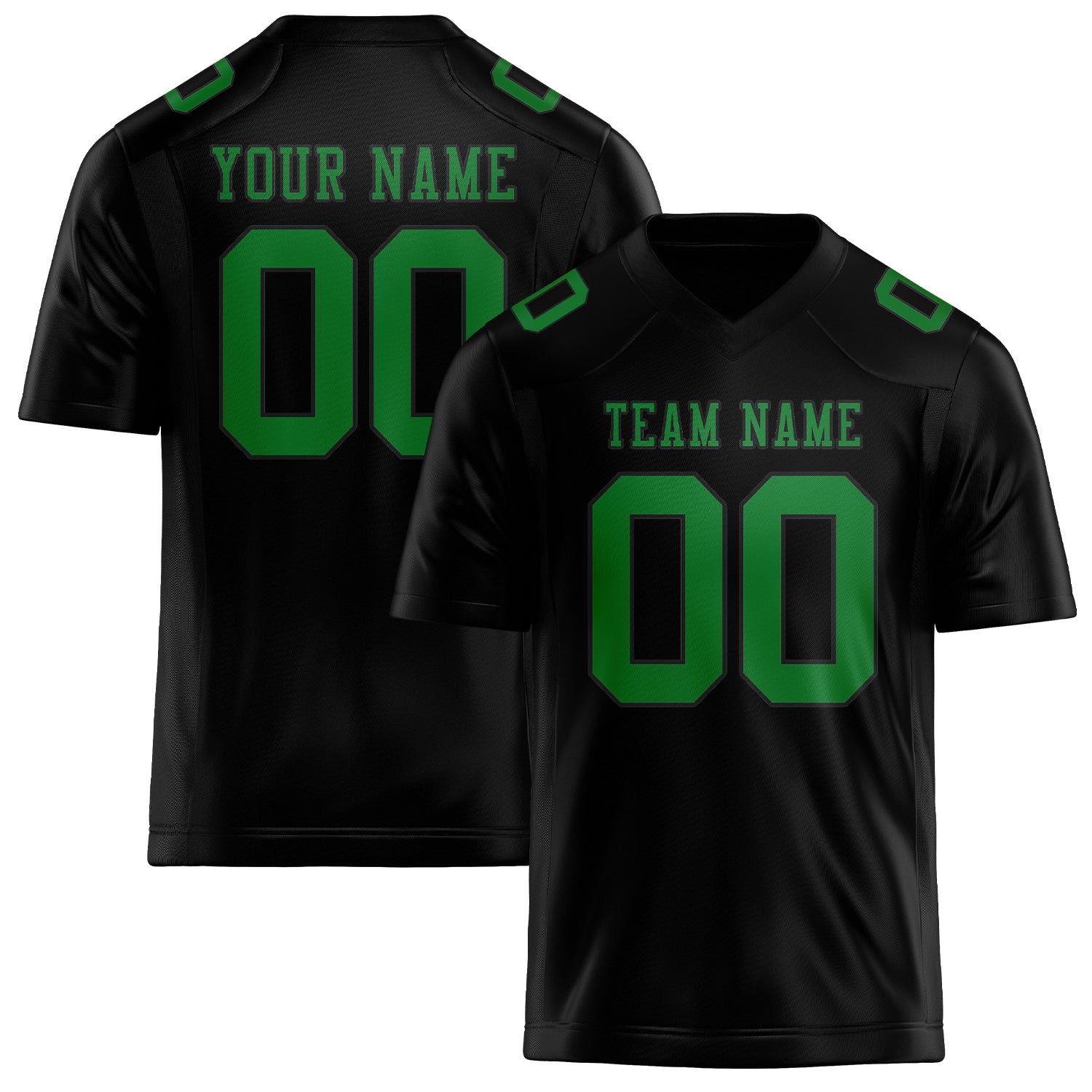 Custom Black Emerald Green Football Jersey