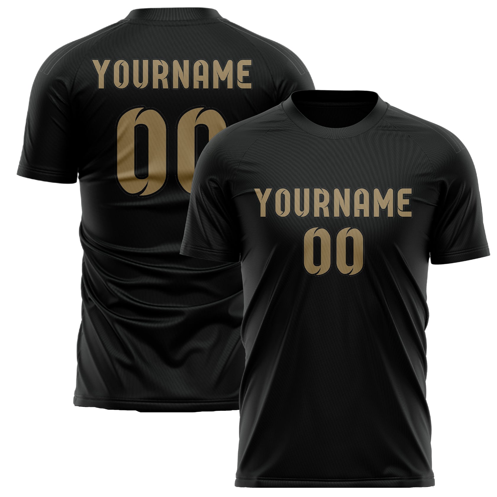 Custom Black Light Khaki Soccer Jersey