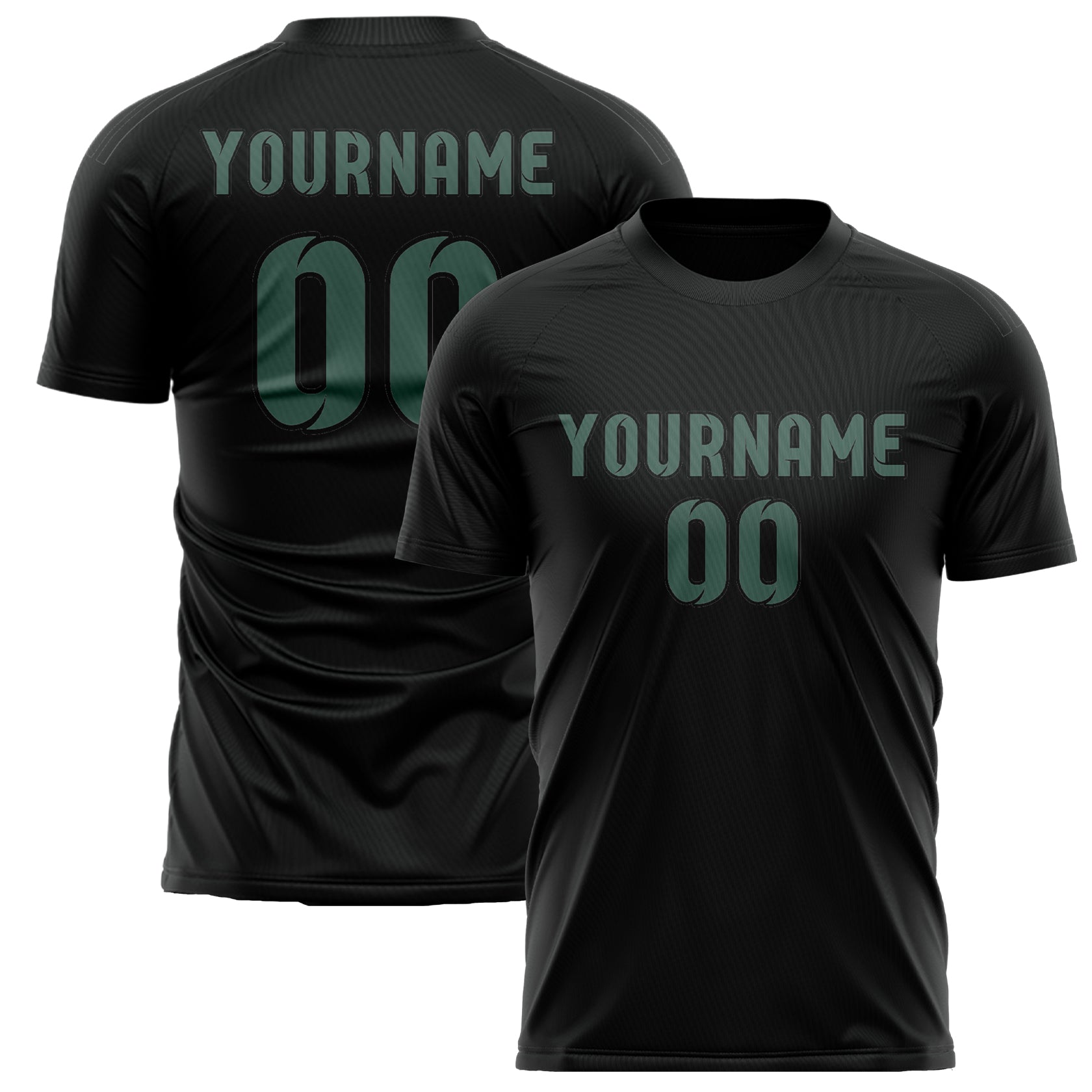 Custom Black Blue Green Soccer Jersey