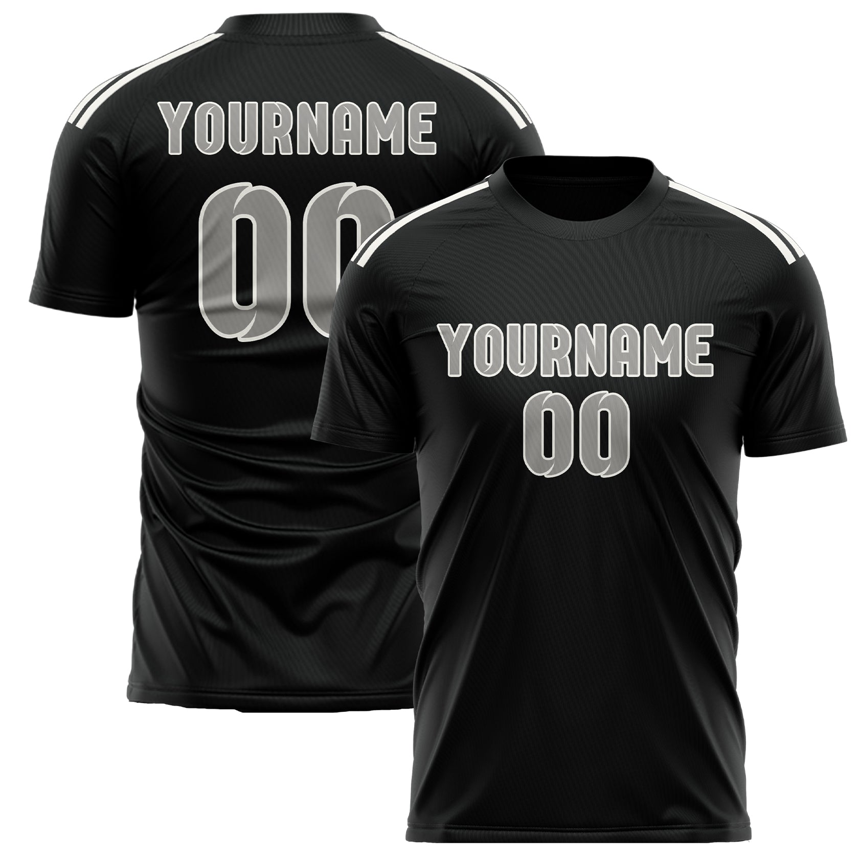 Custom Black Gray Soccer Jersey