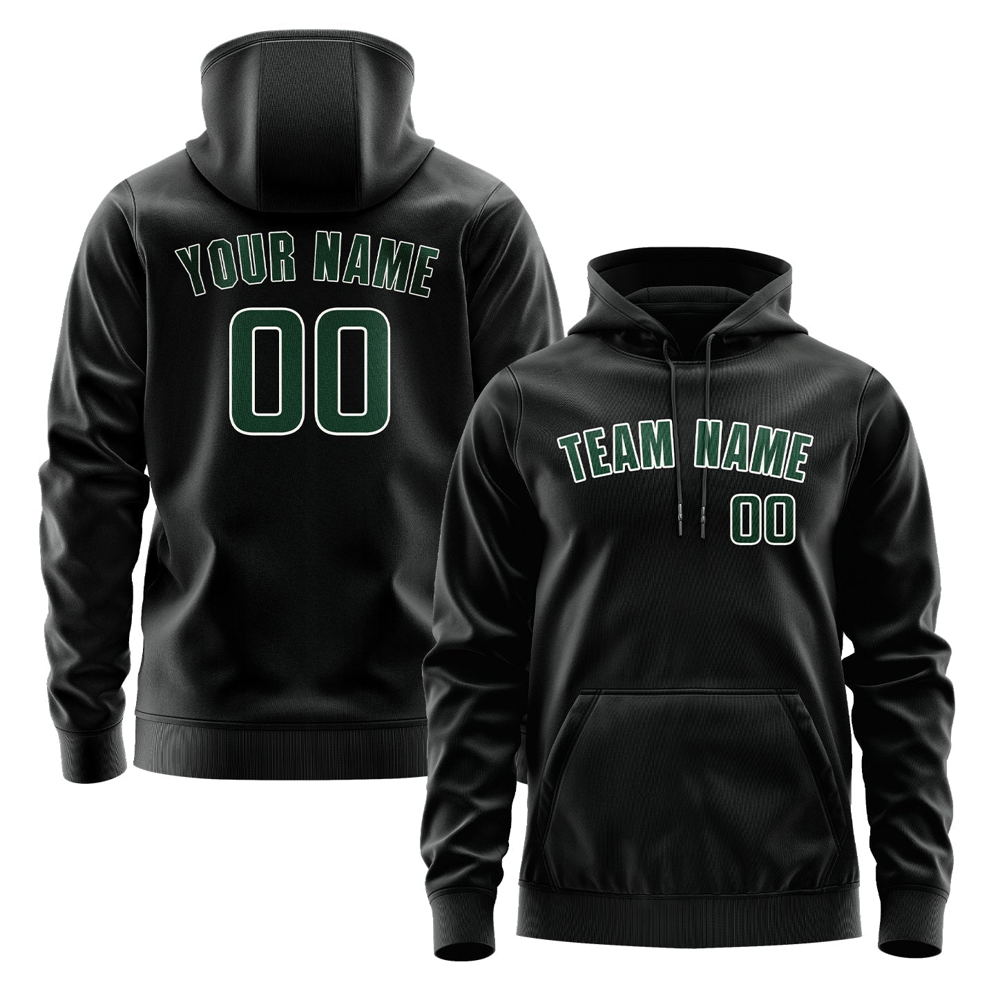 Custom Black Green Hoodie