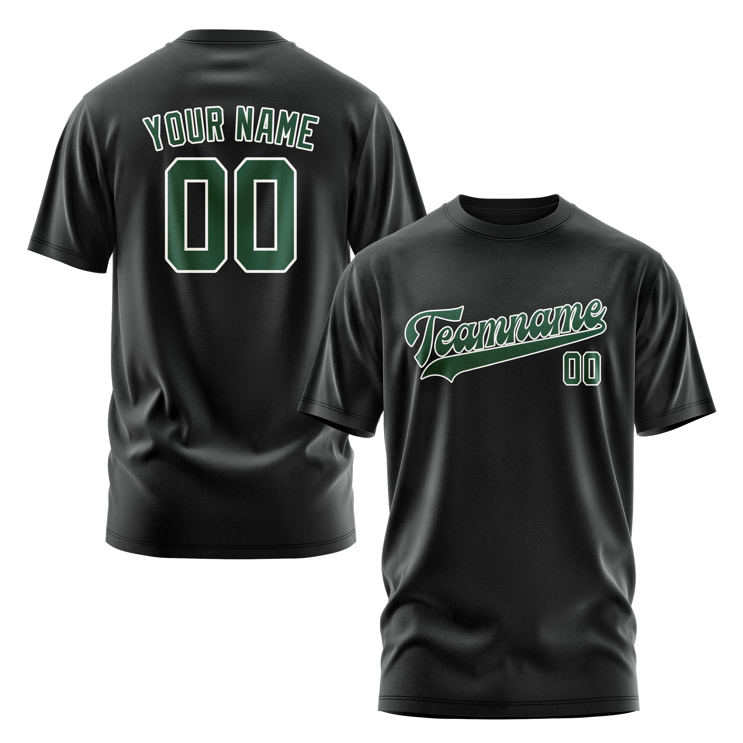 Custom Black Green T-Shirt
