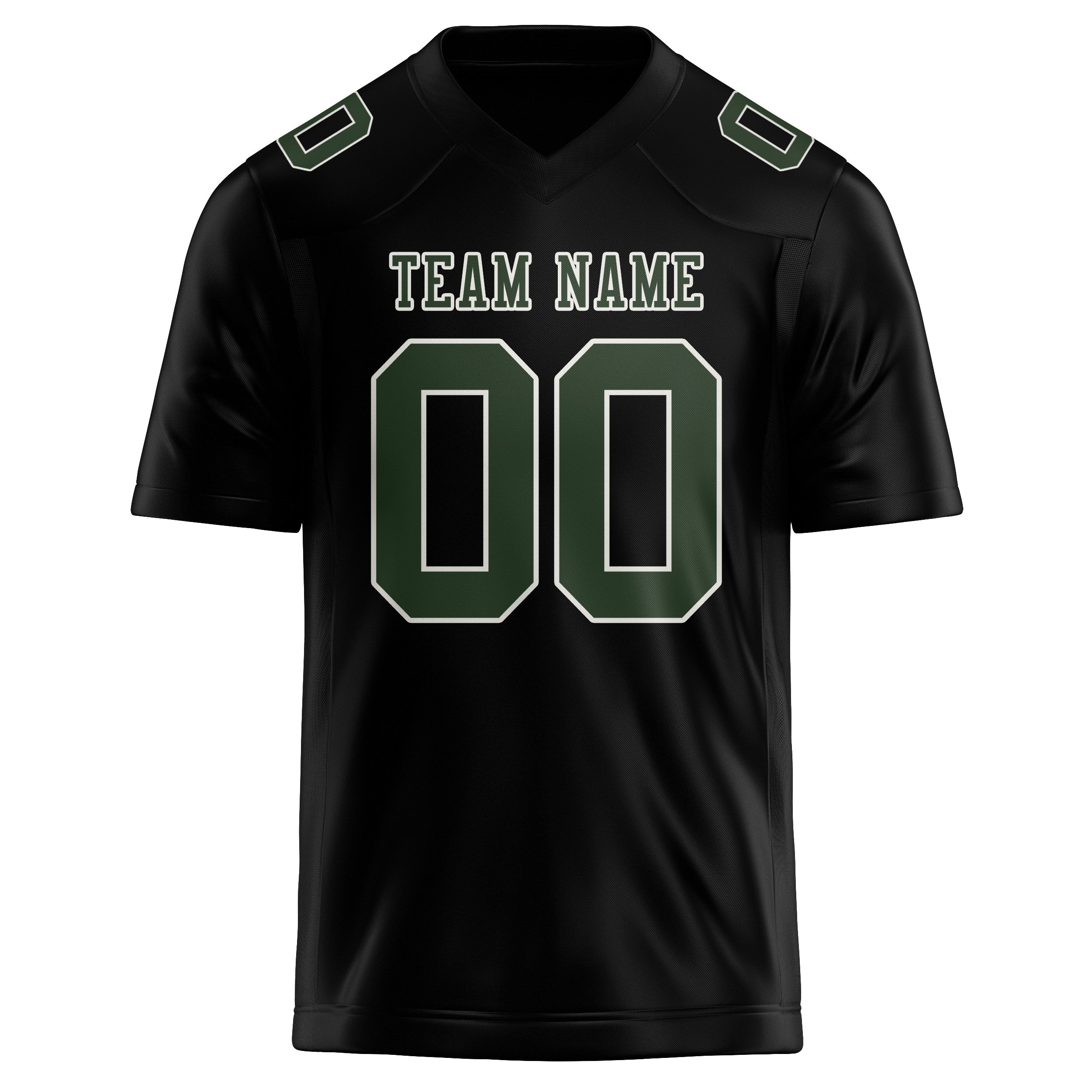 Custom Black Dark Green Football Jersey