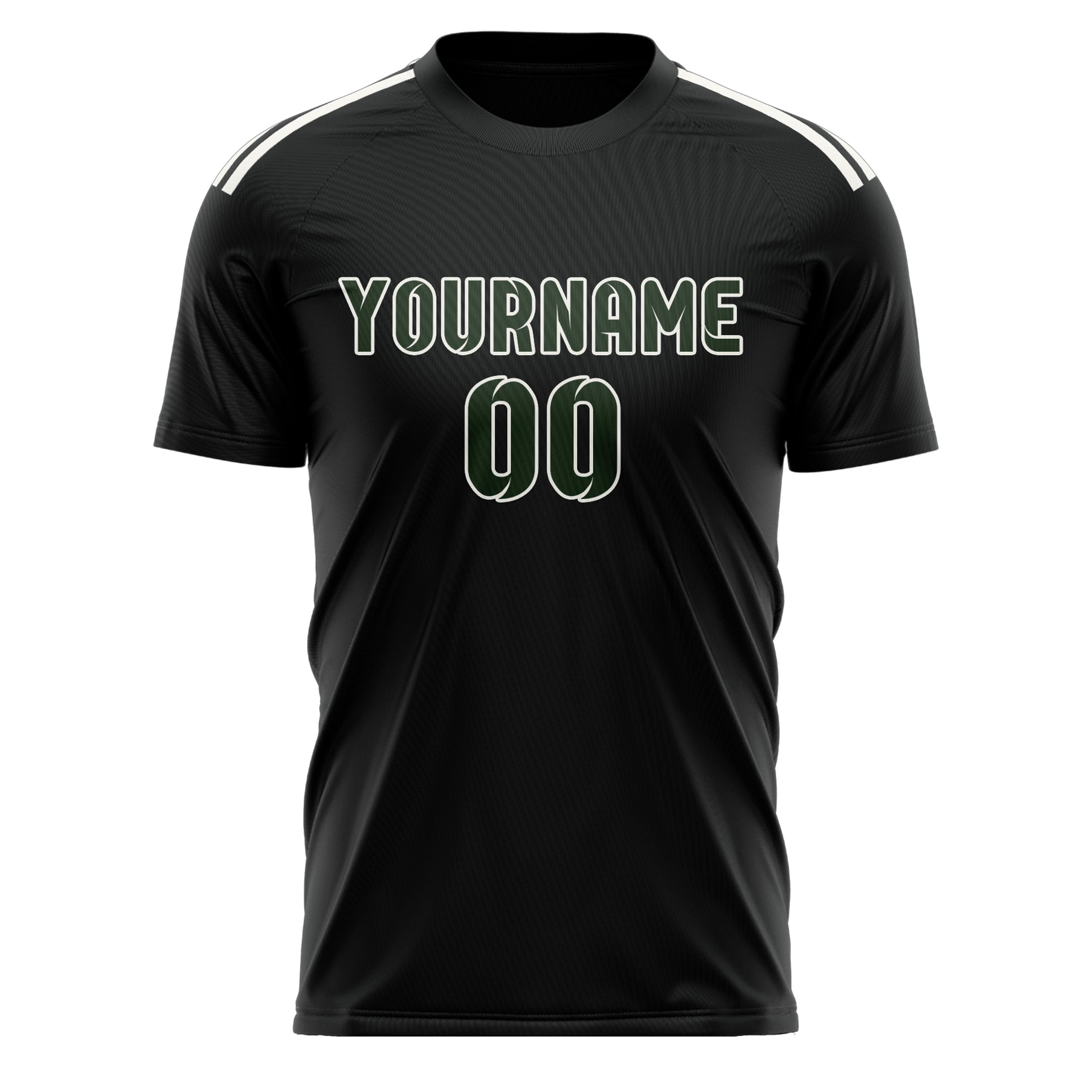 Custom Black Dark Green Soccer Jersey