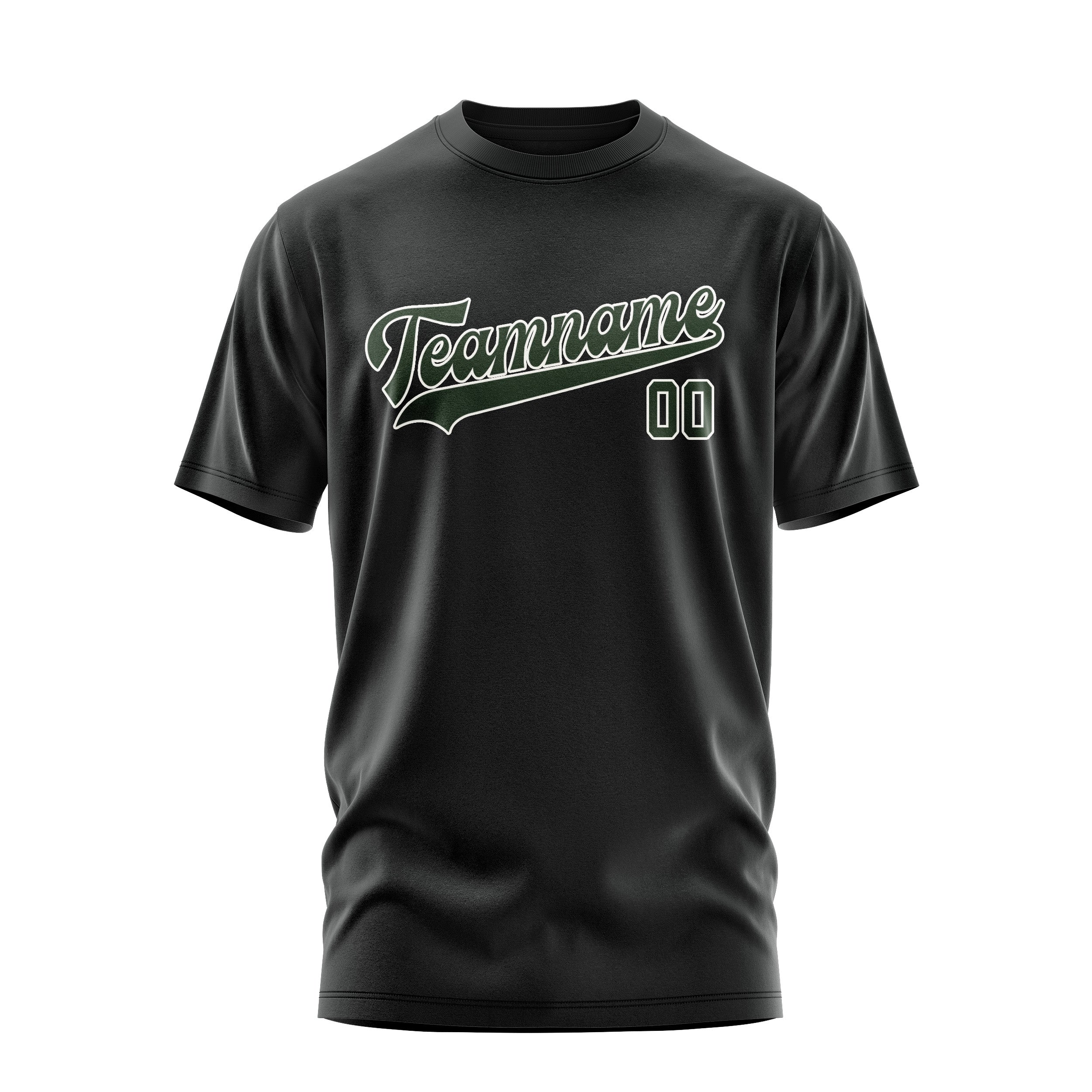 Custom Black Dark Green T-Shirt