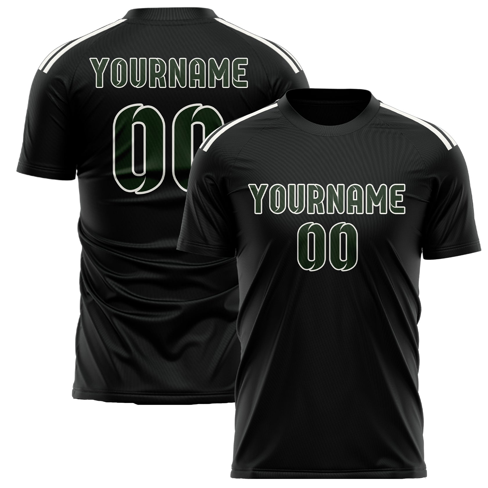 Custom Black Dark Green Soccer Jersey