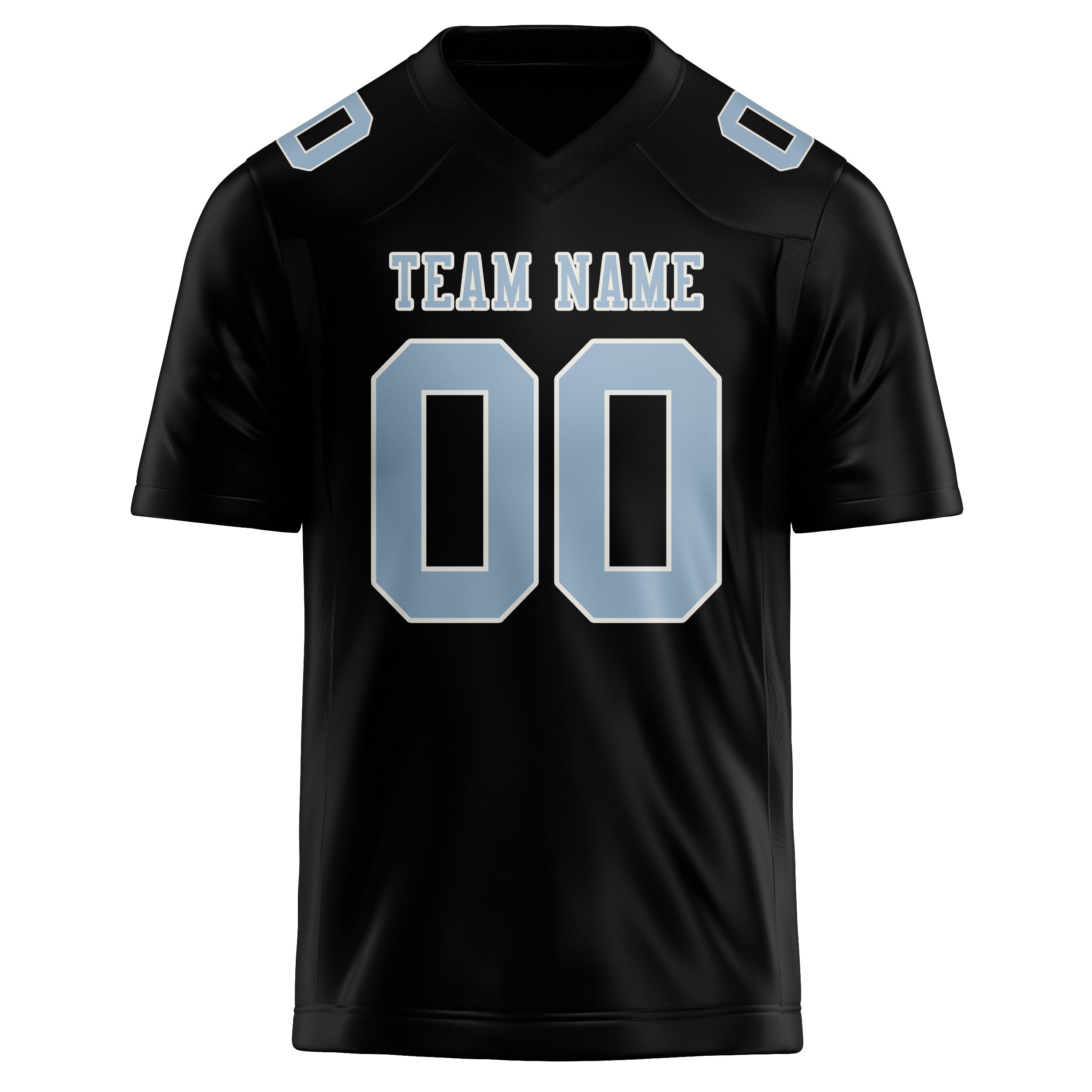 Custom Black Light Blue Football Jersey