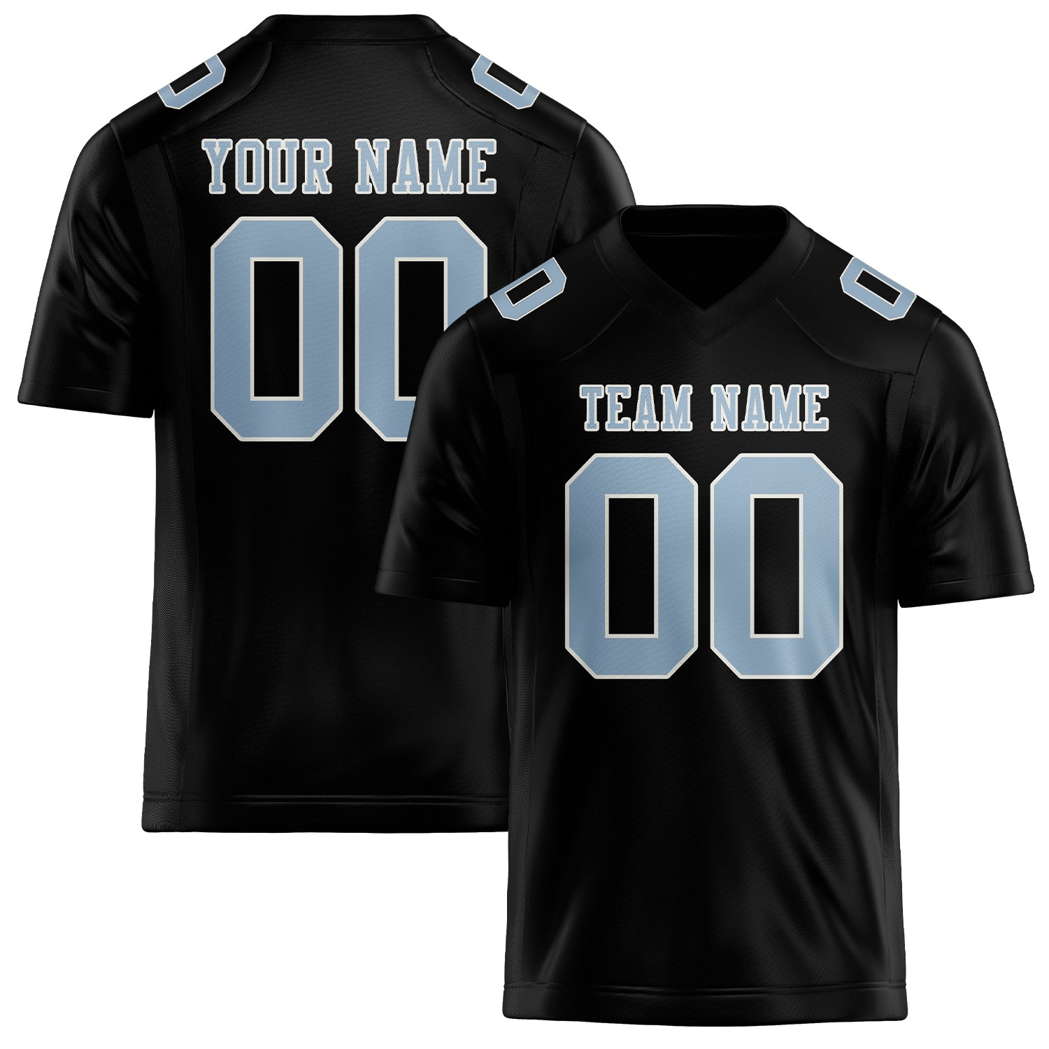 Custom Black Light Blue Football Jersey