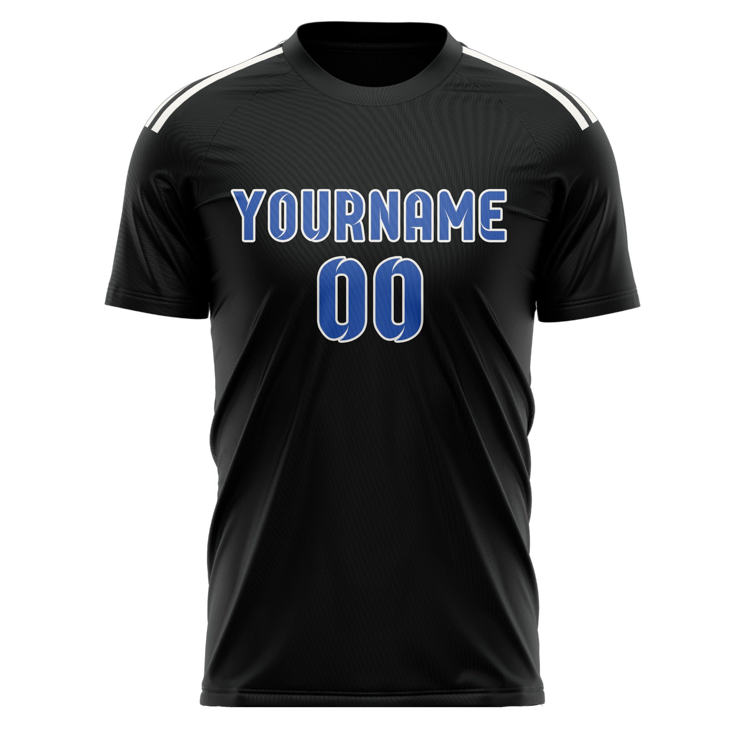 Custom Black Sky Blue Soccer Jersey