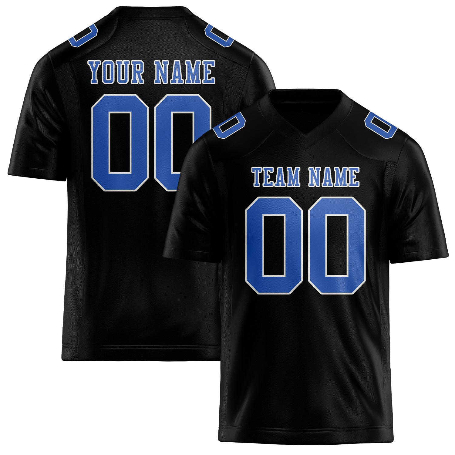 Custom Black Sky Blue Football Jersey