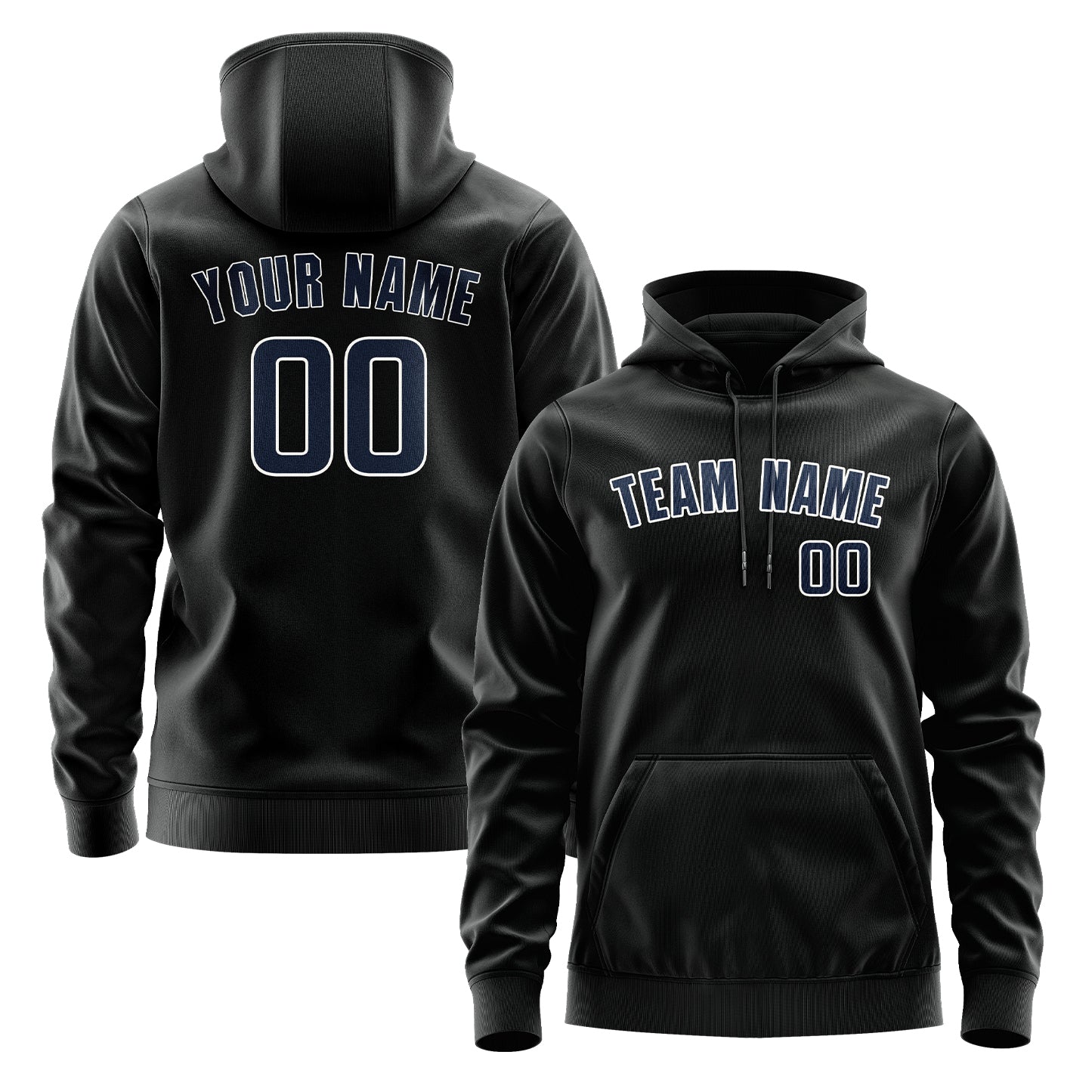 Custom Black Blue Hoodie