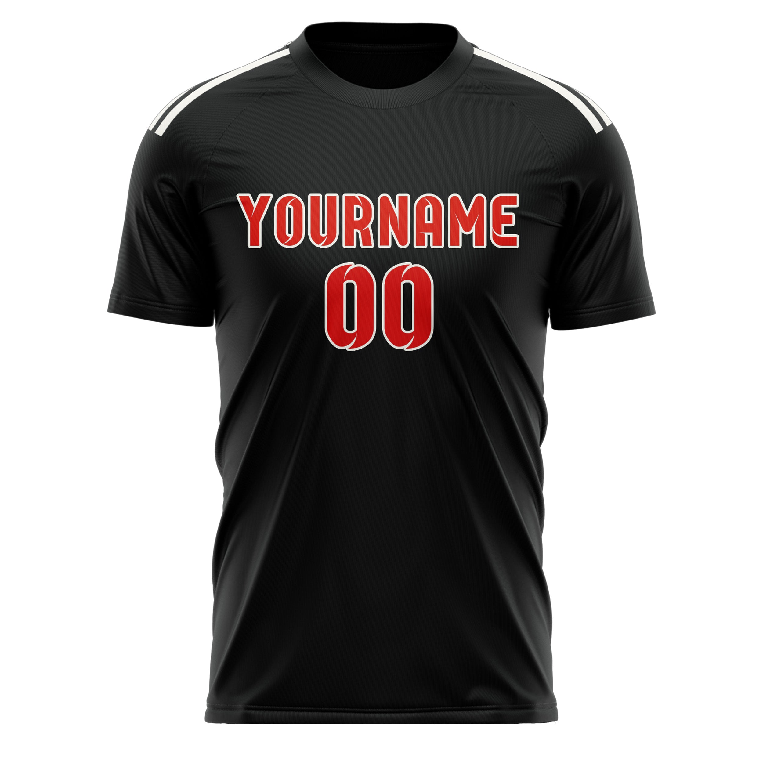 Custom Black Orange Red Soccer Jersey