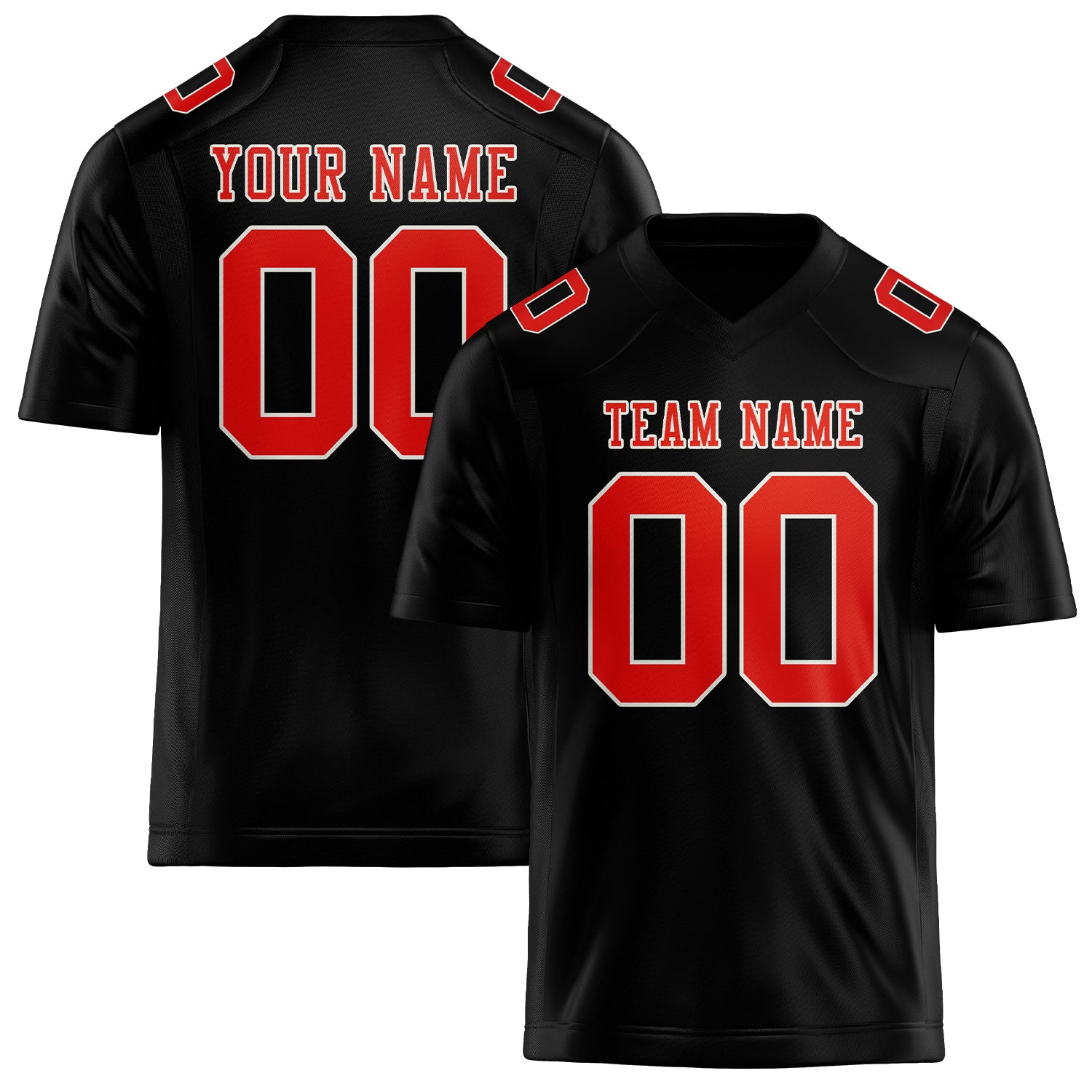 Custom Black Orange Red Football Jersey