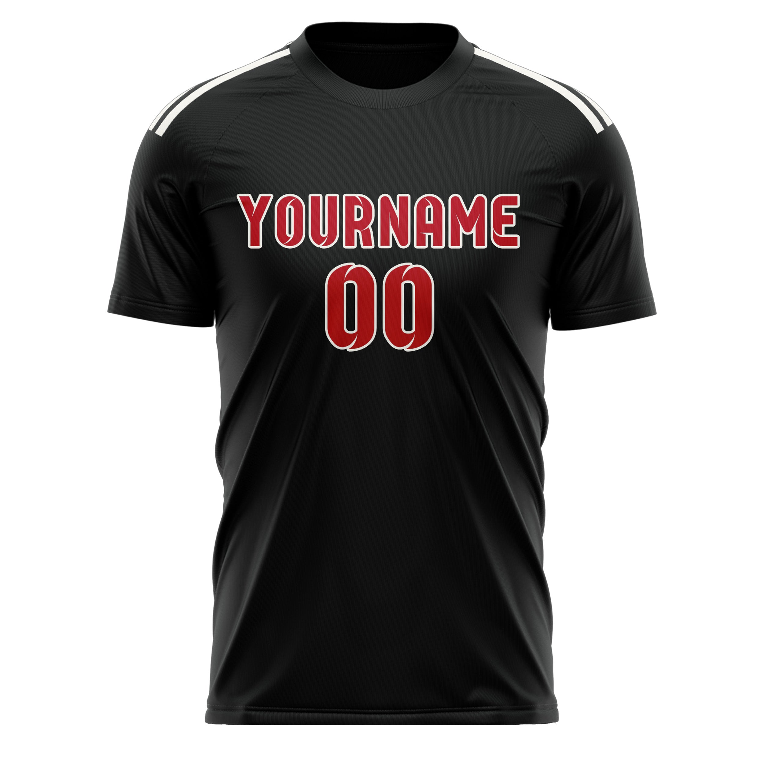Custom Black Red Soccer Jersey