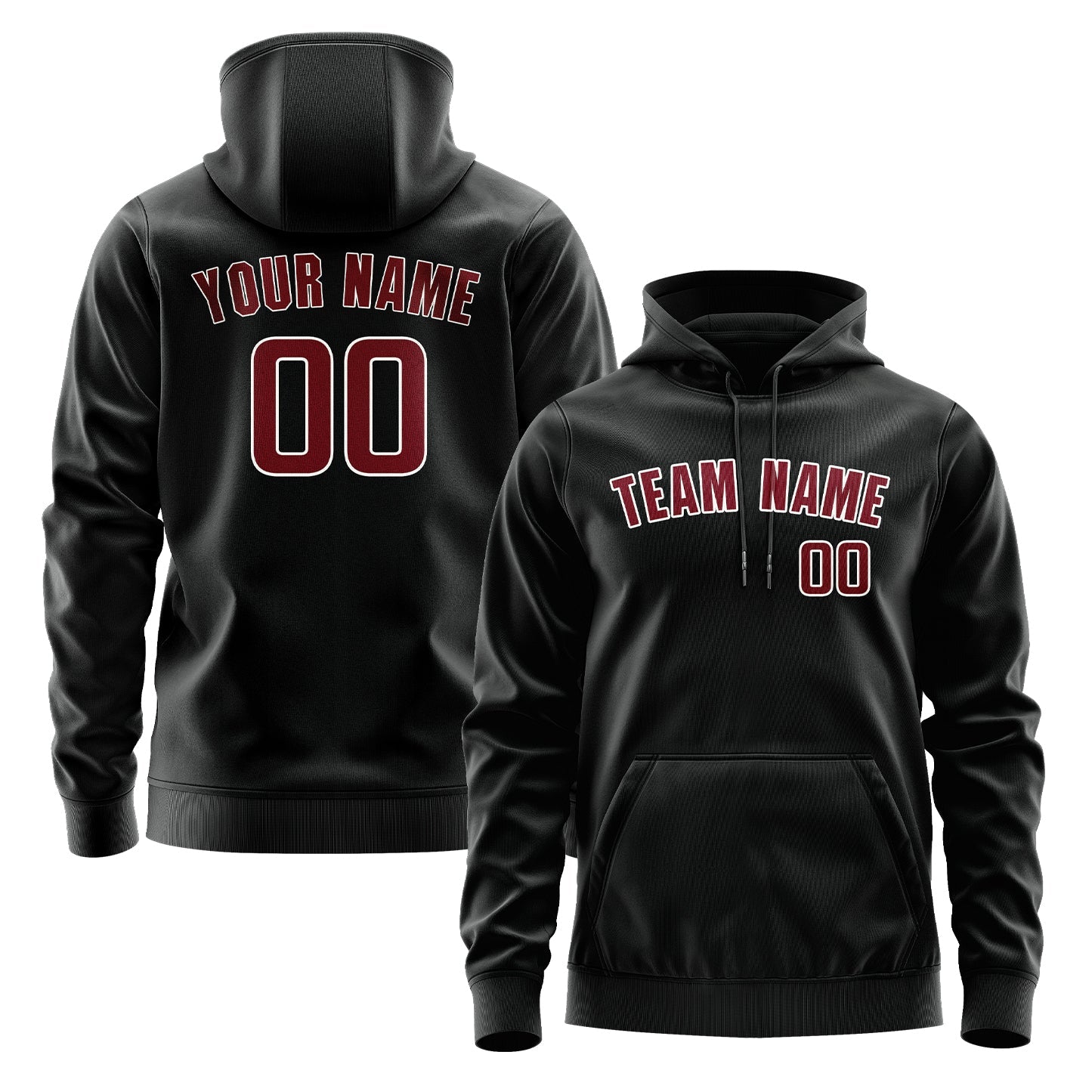 Custom Black Crimson Red Hoodie