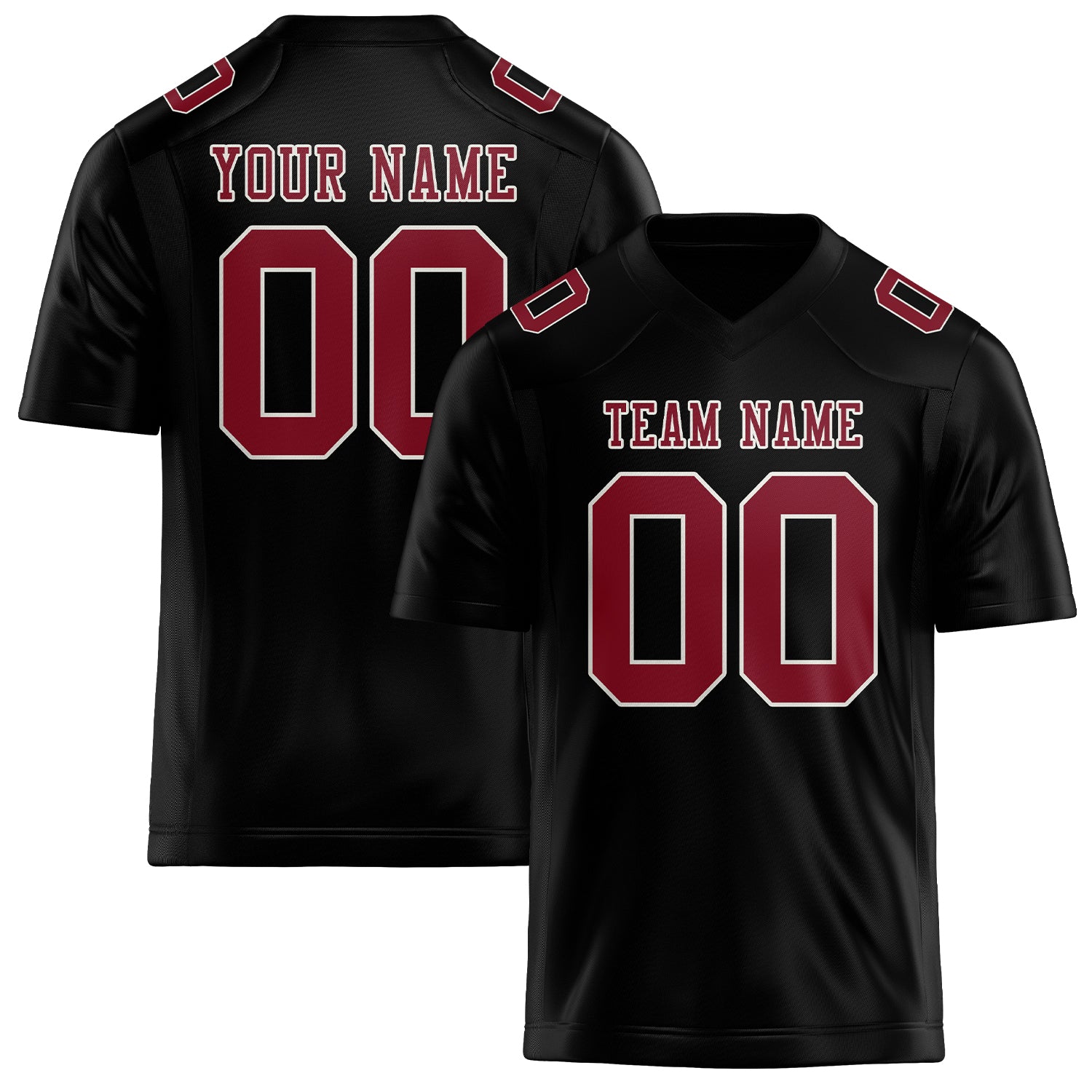Custom Black Crimson Red Football Jersey